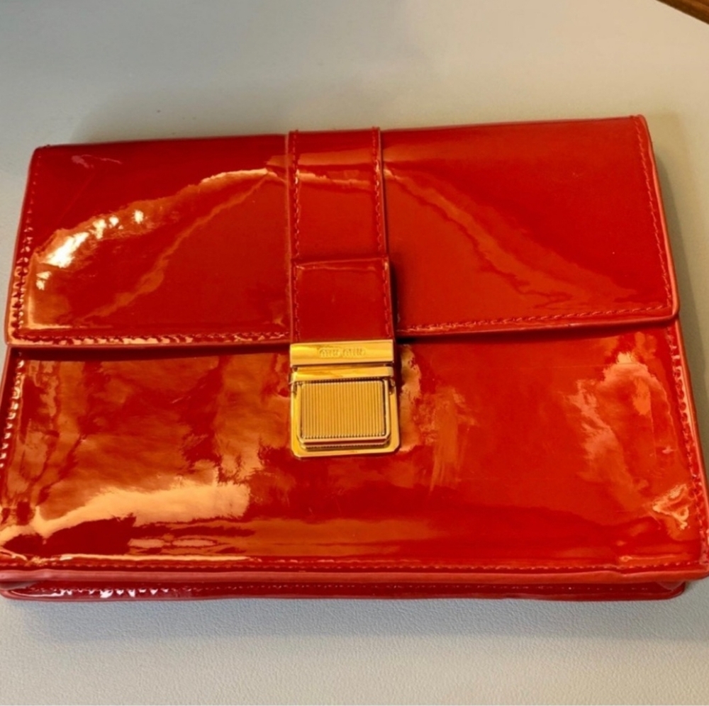 Miu Miu Red Patent  Leather Clutch Bag